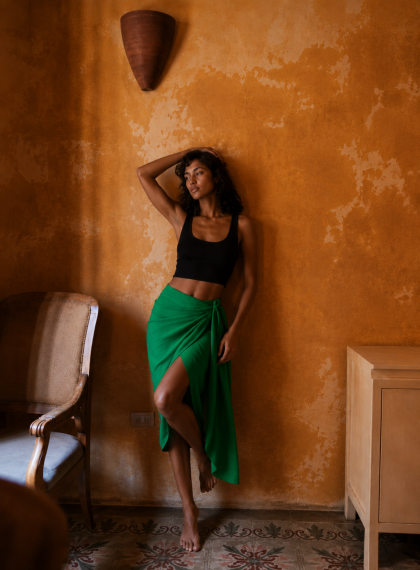 Aletta Midi Skirt-Core Green