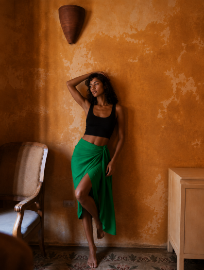 Aletta Midi Skirt-Core Green