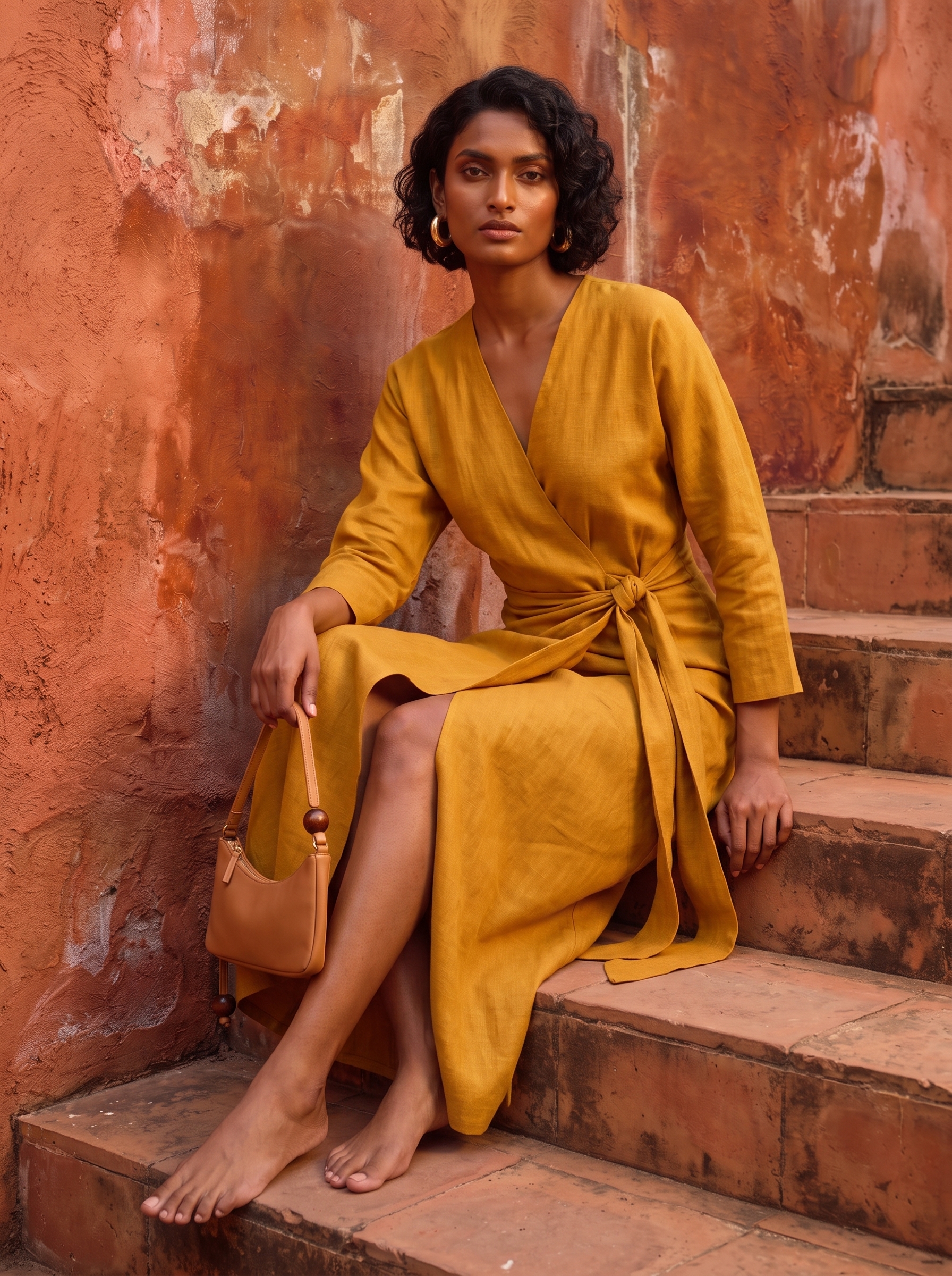 Linen Maxi Dress-Yellow