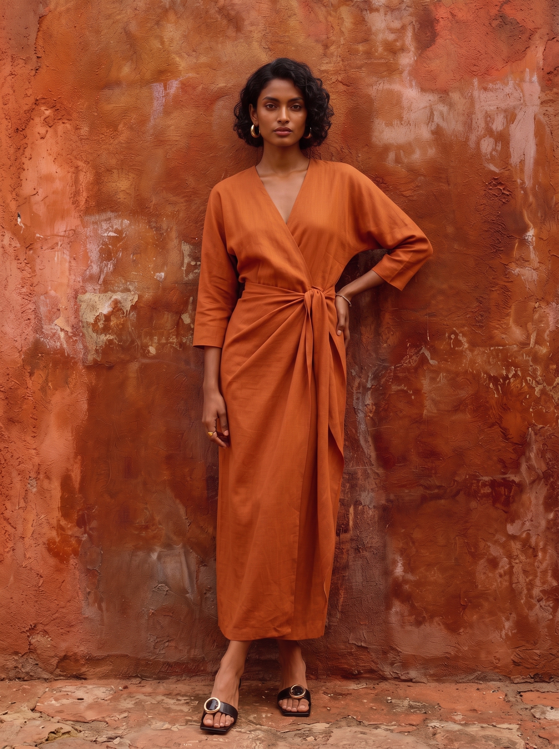Linen Maxi Dress-Rust - Image 2