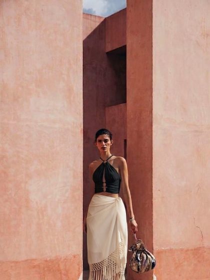 Midi Skirt-Ivory Fringe