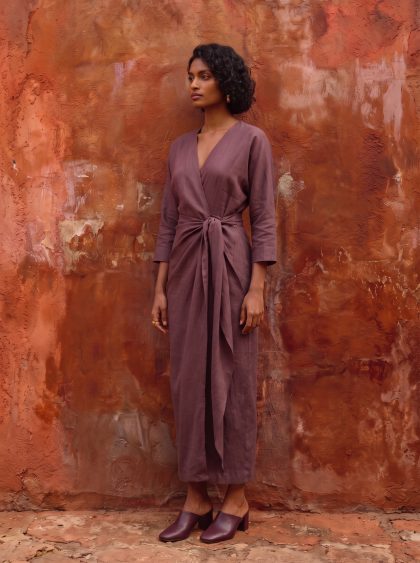 Linen Maxi Dress-Mauve