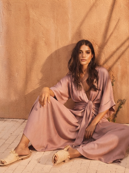 Linen Midi Dress-Blush