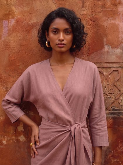 Linen Maxi Dress-Blush