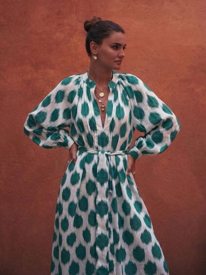 Jai Dress-Green Circle print
