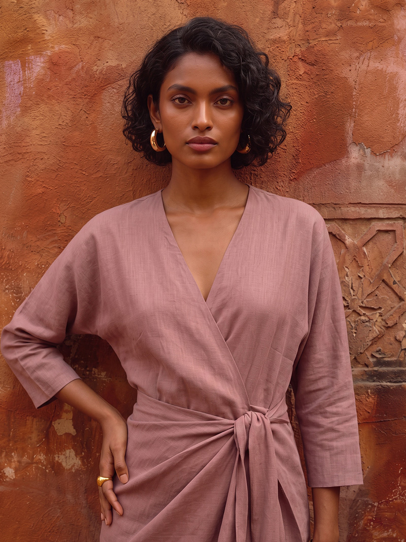 Linen Maxi Dress-Blush
