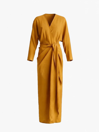 Linen Maxi Dress-Yellow