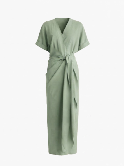 Linen Midi Dress-Mint Green