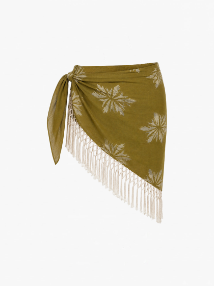 Wrap Around-Printed Green Fringe