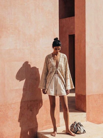 Paige Kimono Top-Sand Eyelet
