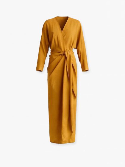Linen Maxi Dress-Yellow