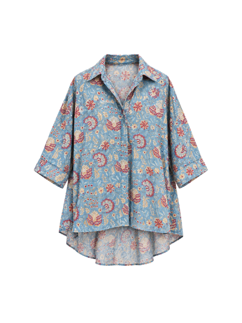 Dana Shirt – Hand Block Blue Print