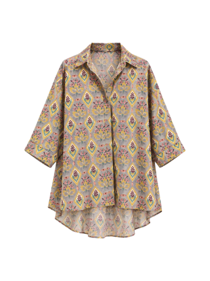 Dana Shirt – Hand Block Multicolour Diamond Print